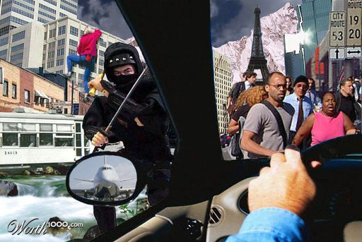 "I was driving to work, or somewhere, and everything--the whole world, everything I knew, everything I thought was real--was photoshopped. And not just photoshopped--it was photoshopped badly. I woke up in a cold sweat." Bild Bad PS by ARagMan